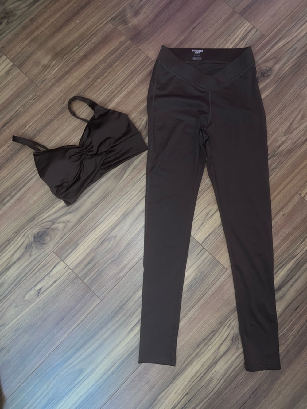 Brown High-Waist Active Leggings with Matching Sports Bra